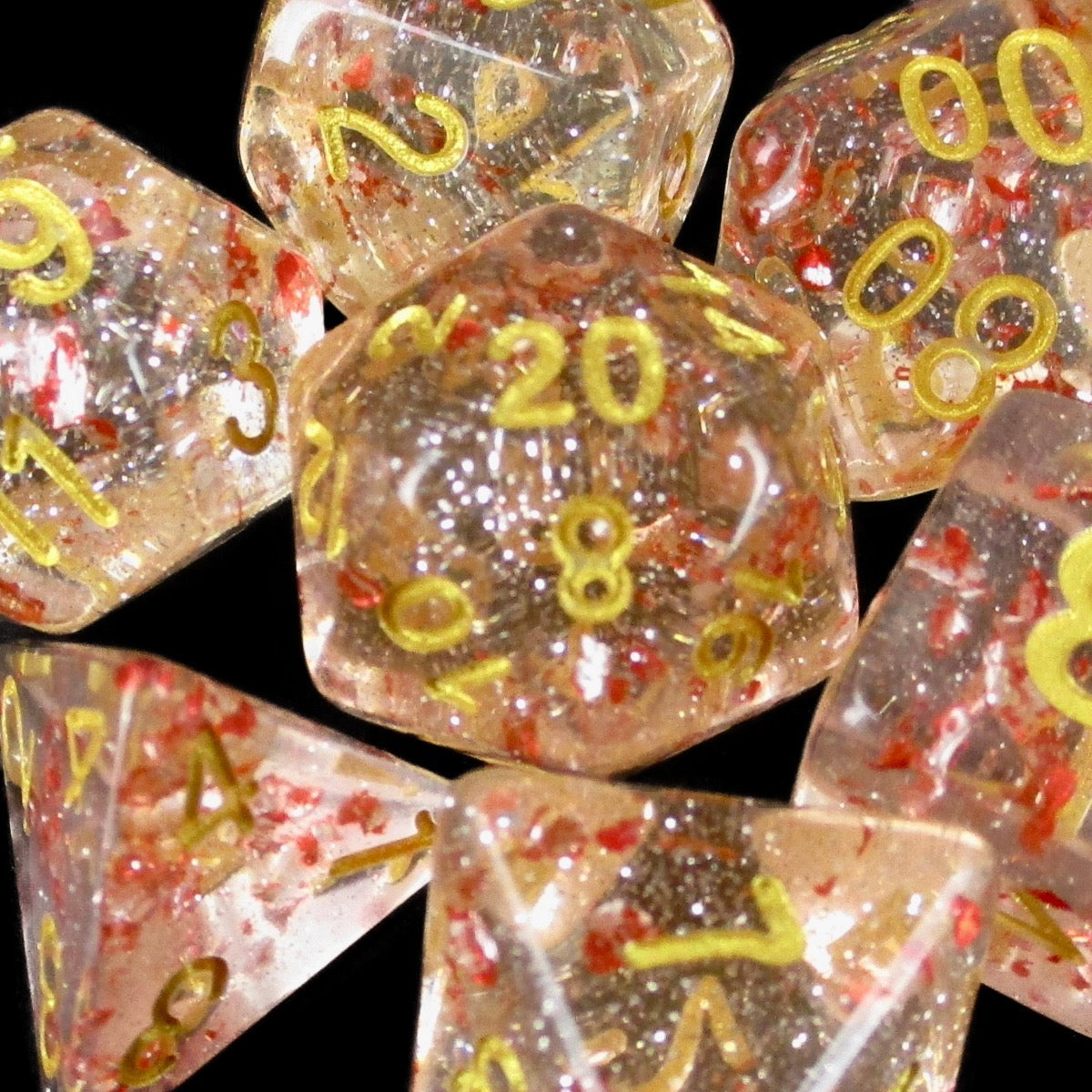 TDSO Metallic Flakes Ruby 7 Dice Polyset
