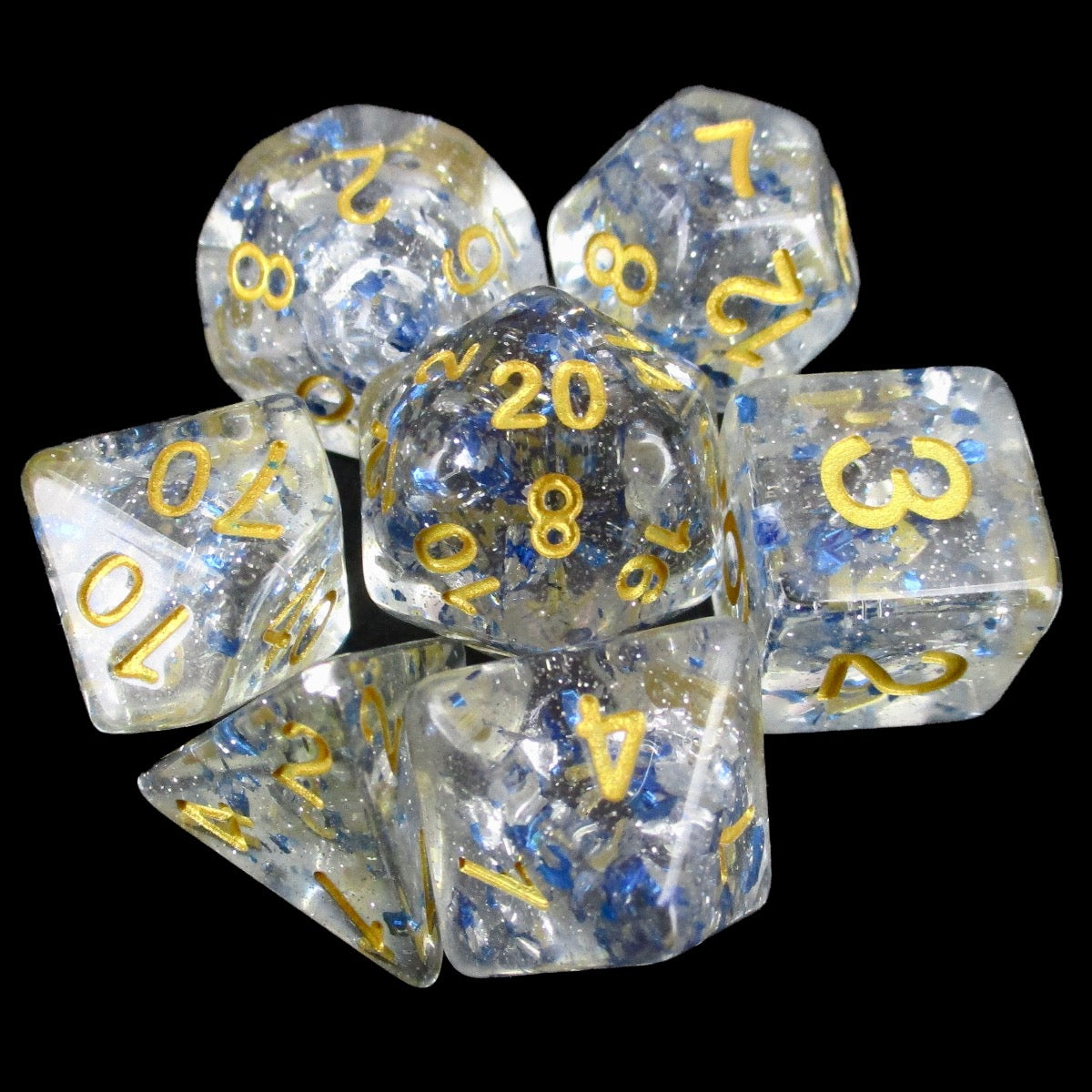 TDSO Metallic Flakes Sapphire 7 Dice Polyset