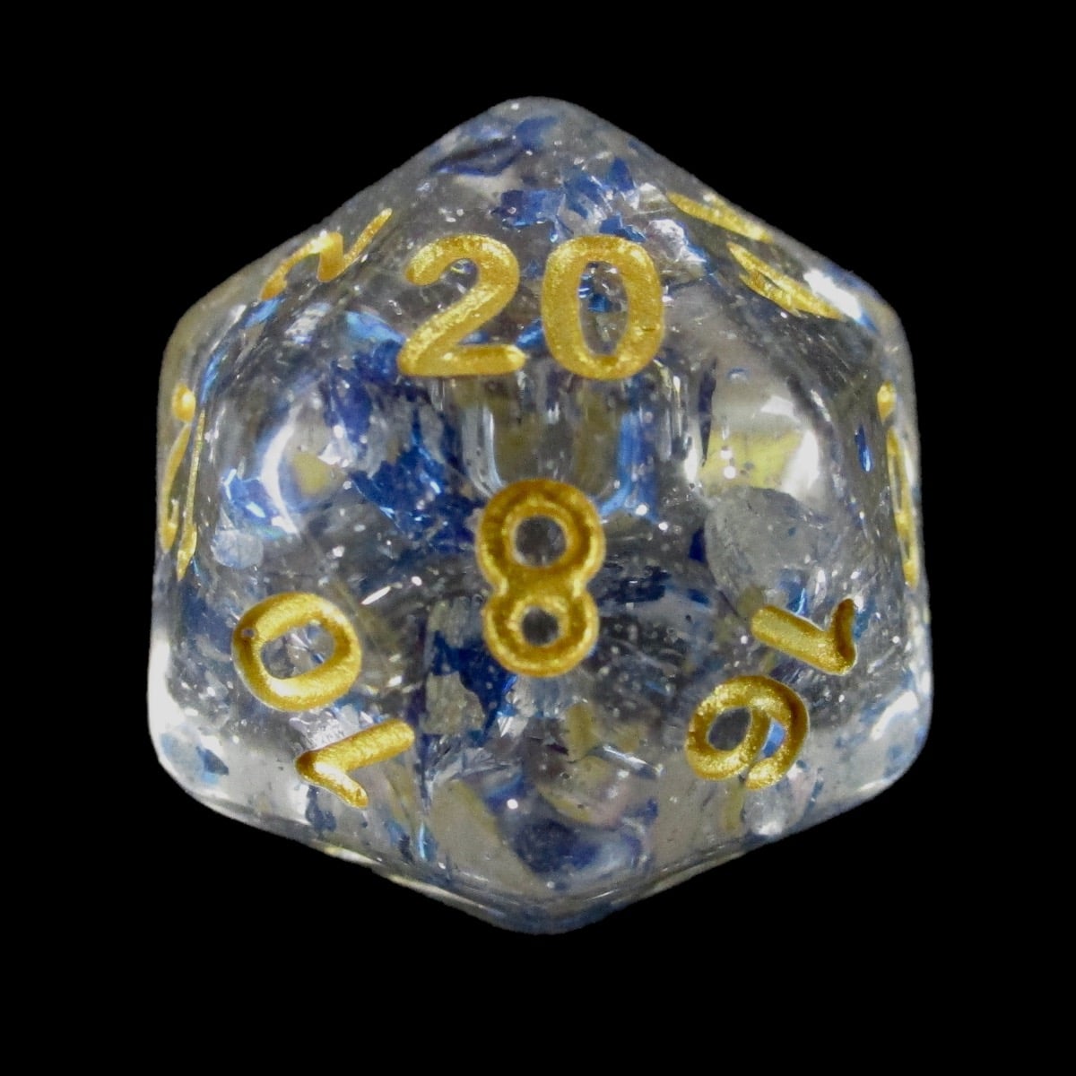 TDSO Metallic Flakes Sapphire D20 Dice