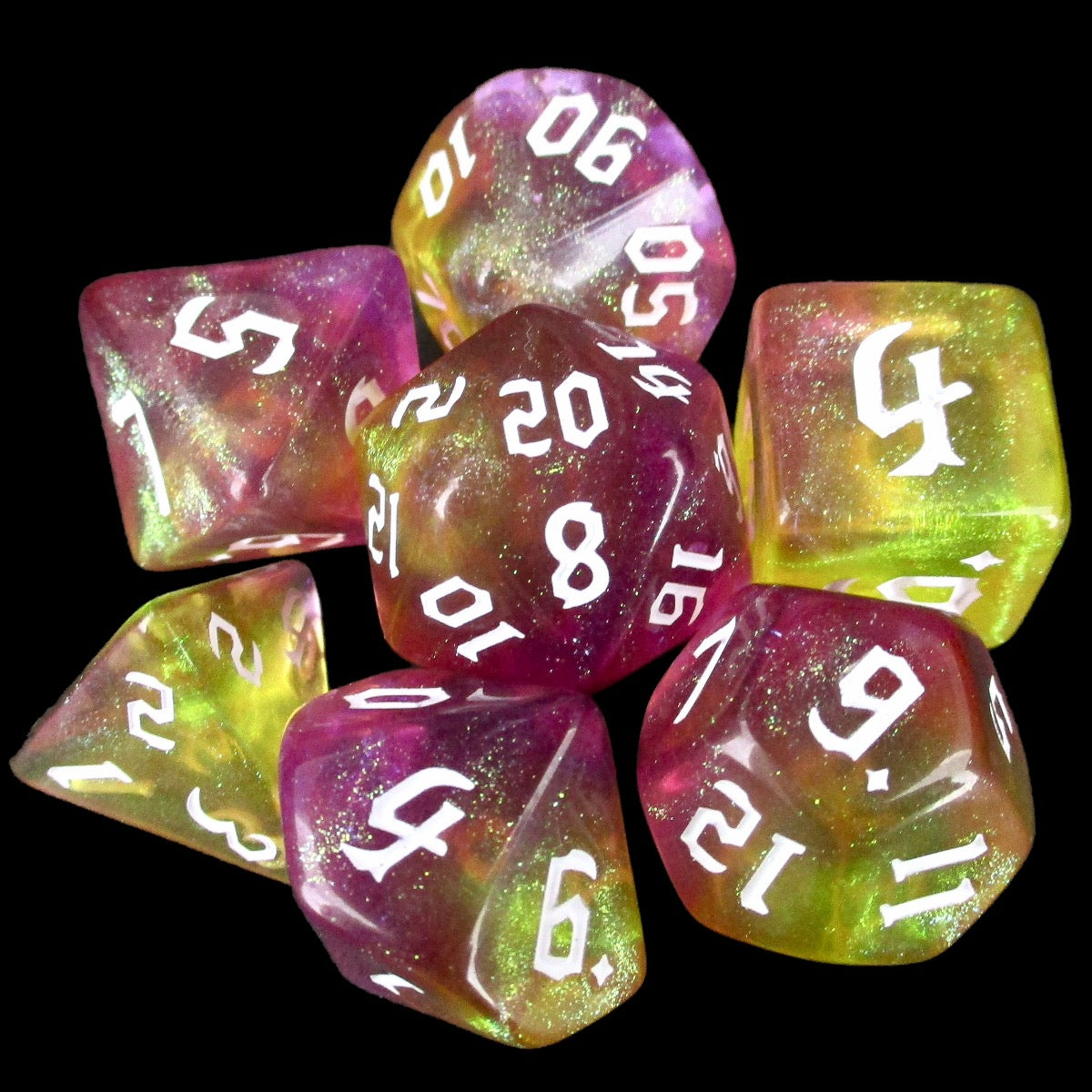 TDSO Aurora Script Divine Faith 7 Dice Polyset