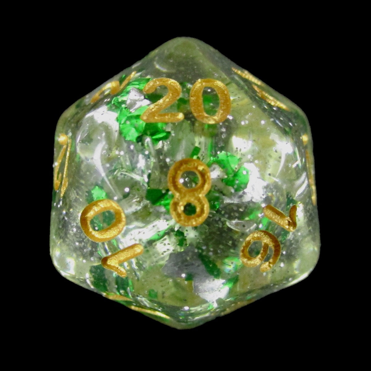 TDSO Metallic Flakes Emerald D20 Dice