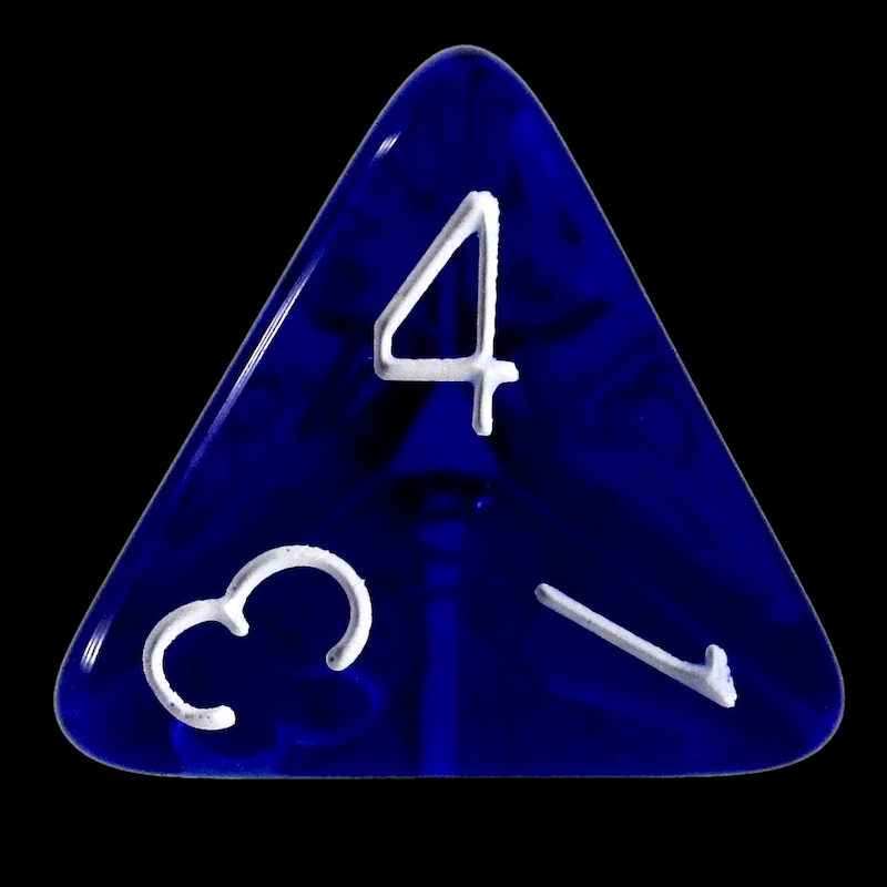 HALF PRICE CLEARANCE Role 4 Initiative Translucent Blue & White D4 Dice