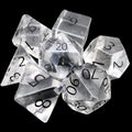 TDSO Gemstone Quartz Clear & Black 7 Dice Polyset