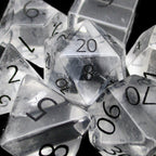 TDSO Gemstone Quartz Clear & Black 7 Dice Polyset