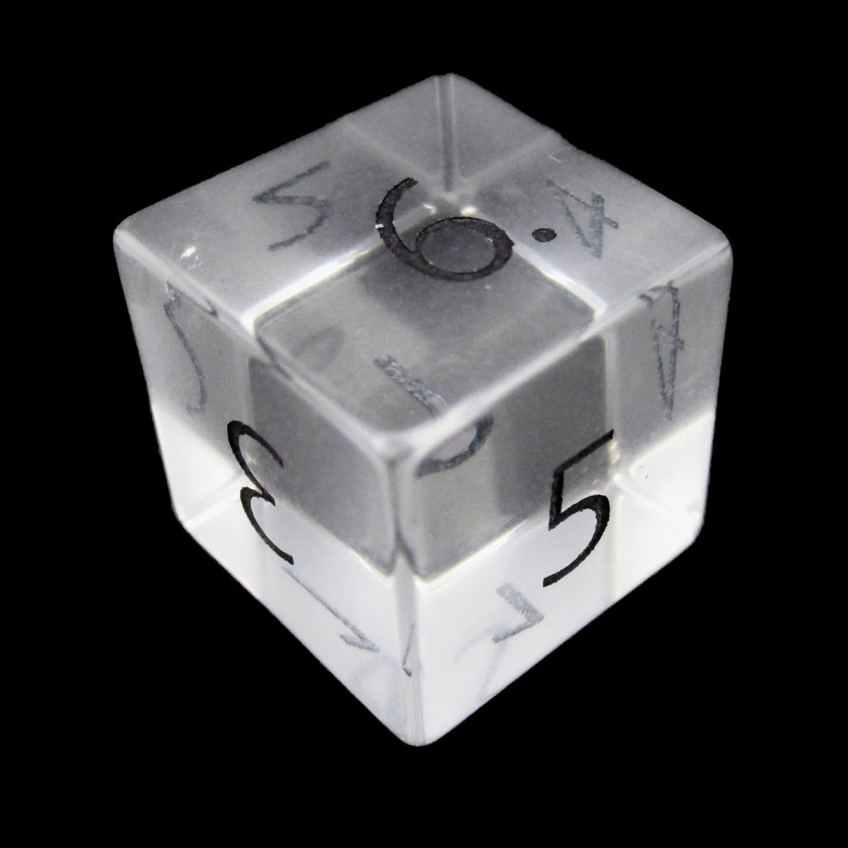 TDSO Gemstone Quartz Clear & Black D6 Dice