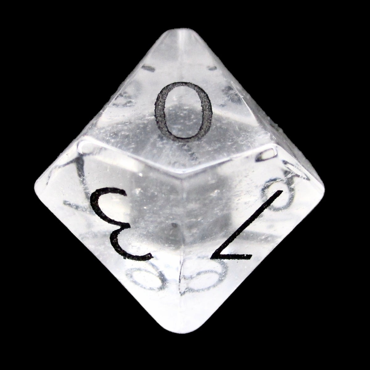 TDSO Gemstone Quartz Clear & Black D10 Dice