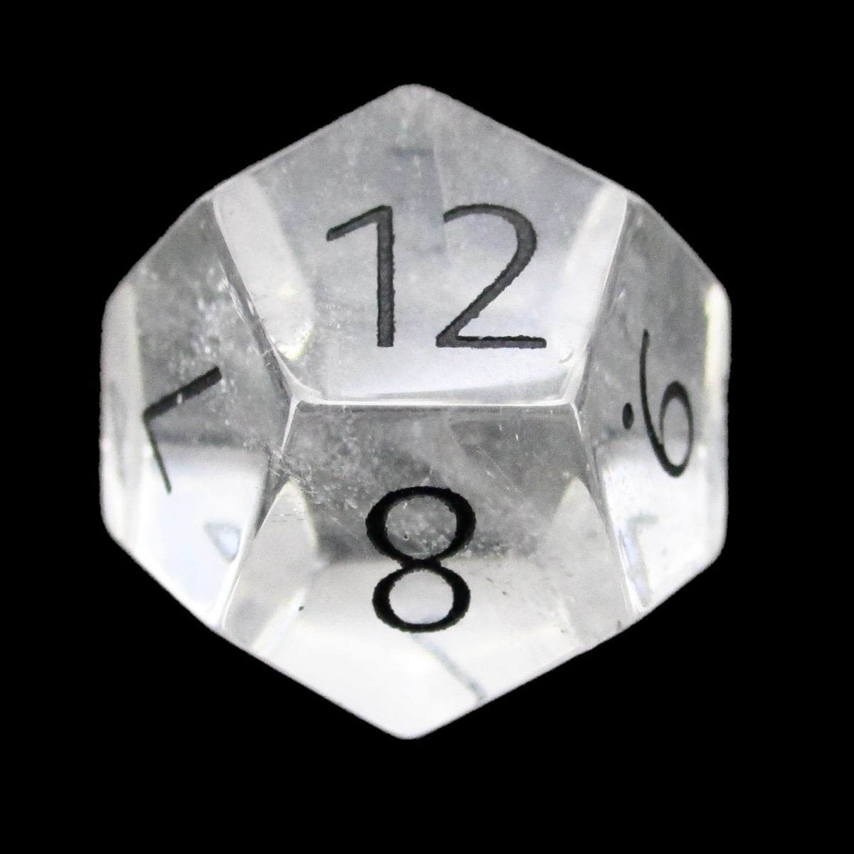 TDSO Gemstone Quartz Clear & Black D12 Dice