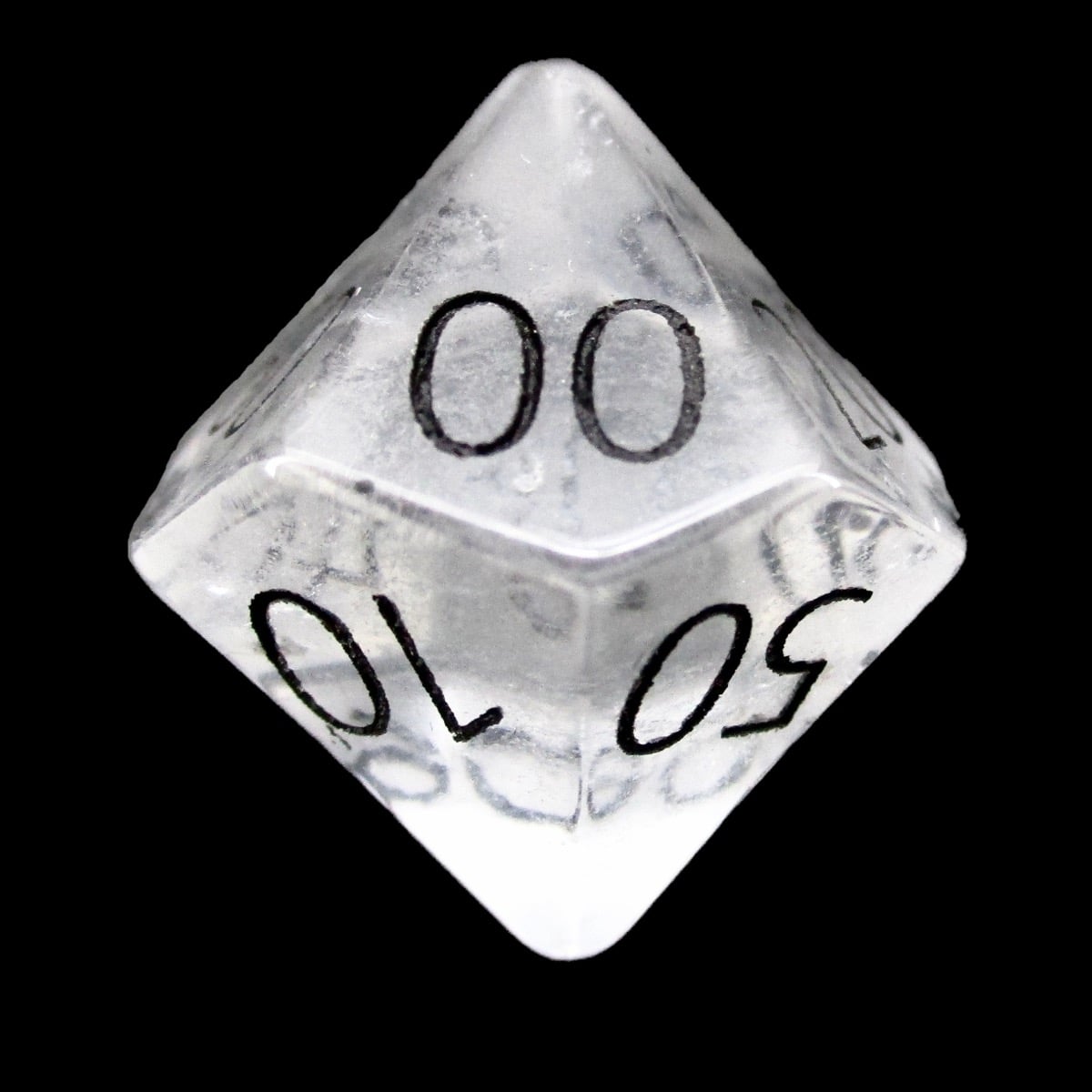 TDSO Gemstone Quartz Clear & Black Percentile Dice
