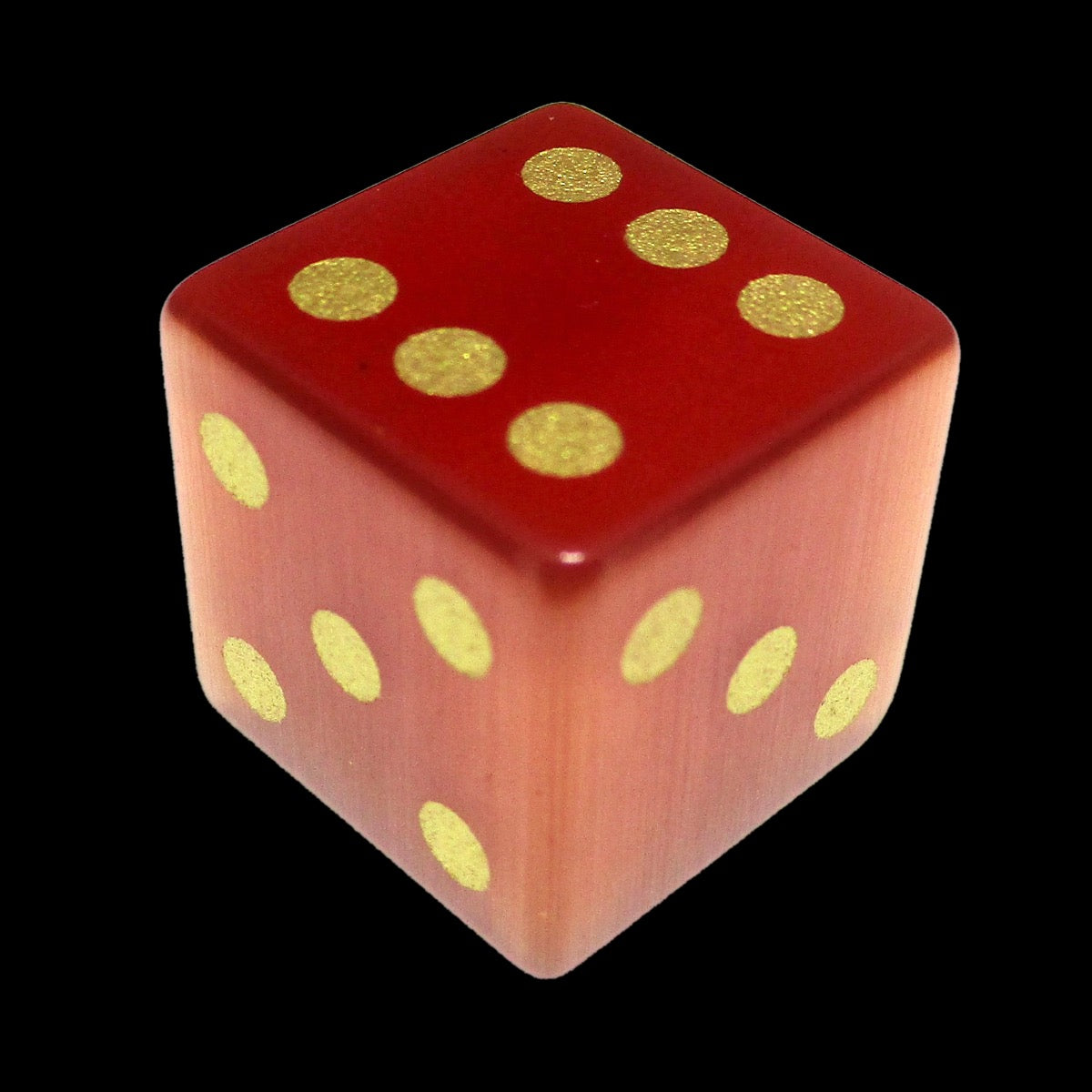 TDSO Cats Eye Glass Red & Gold D6 Spot Dice