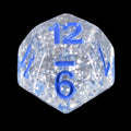 Impact Silver Glitter &amp; Blue D12 Dice - Discontinued