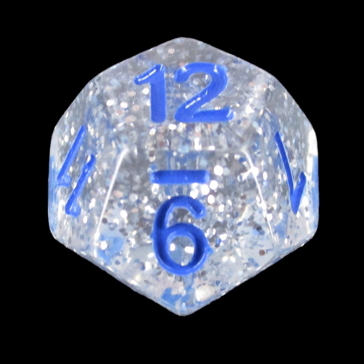 Impact Silver Glitter &amp; Blue D12 Dice - Discontinued