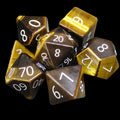 TDSO Gemstone Tiger Eye Gold & White 7 Dice Polyset