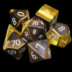 TDSO Gemstone Tiger Eye Gold & White 7 Dice Polyset