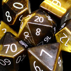 TDSO Gemstone Tiger Eye Gold & White 7 Dice Polyset