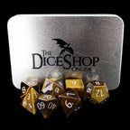 TDSO Gemstone Tiger Eye Gold & White 7 Dice Polyset