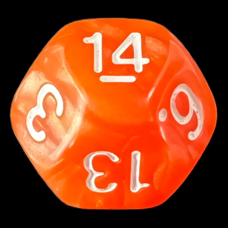 Impact Marbled Orange & White D14 Dice