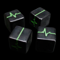 HALF PRICE CLEARANCE Impact Opaque Black & Green Pulse - Fudge Fate 4 x D6 Dice Set - SECONDS