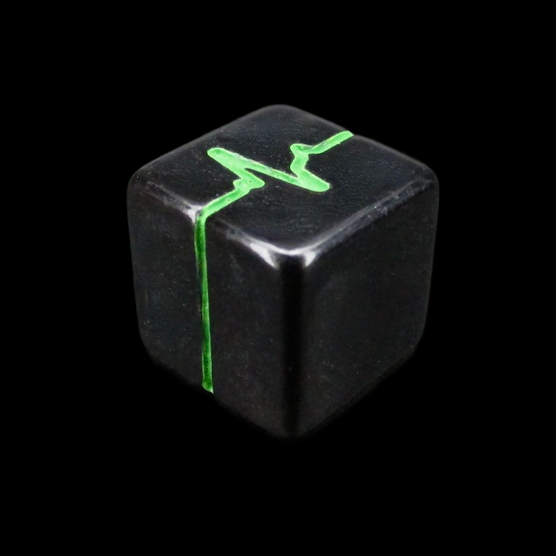 HALF PRICE CLEARANCE Impact Opaque Black & Green Pulse - Fudge Fate D6 Dice - SECONDS