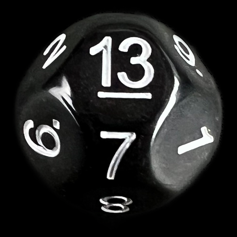 Impact Opaque Black & White D13 Dice