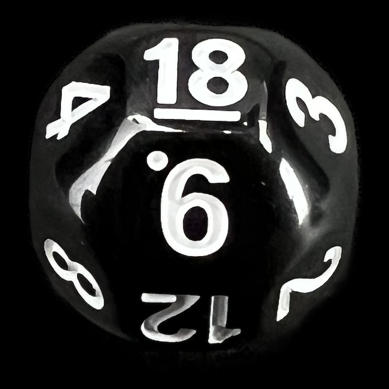 Impact Opaque Black & White D18 Dice