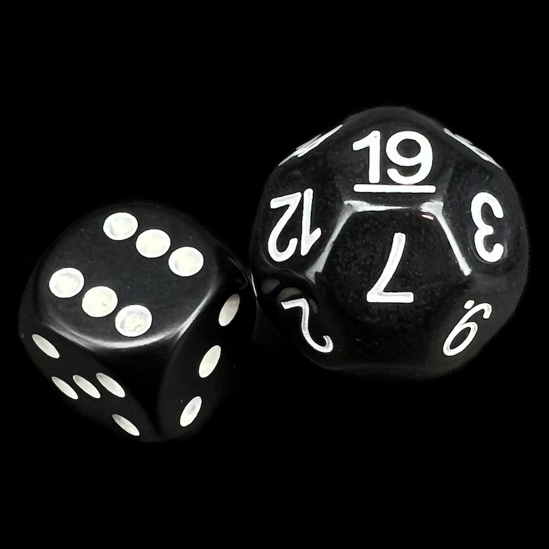 Impact Opaque Black & White D19 Dice