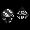 Impact Opaque Black & White Hexidice - Hexadecimal D16 Dice