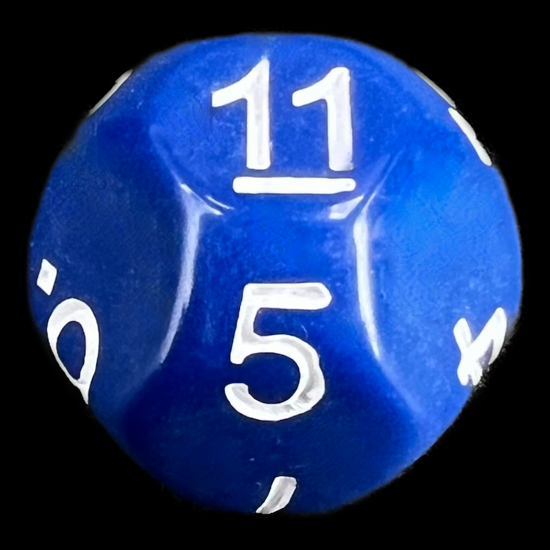 Impact Opaque Indigo Blue & White D11 Dice