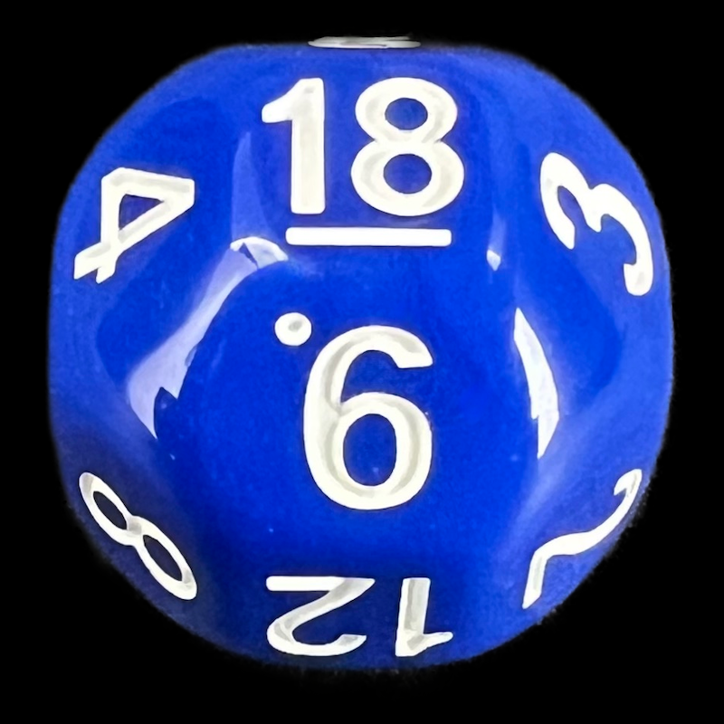 Impact Opaque Indigo Blue & White D18 Dice