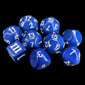 Impact Opaque Indigo Blue & White Odd D3 - D19 Dice Set