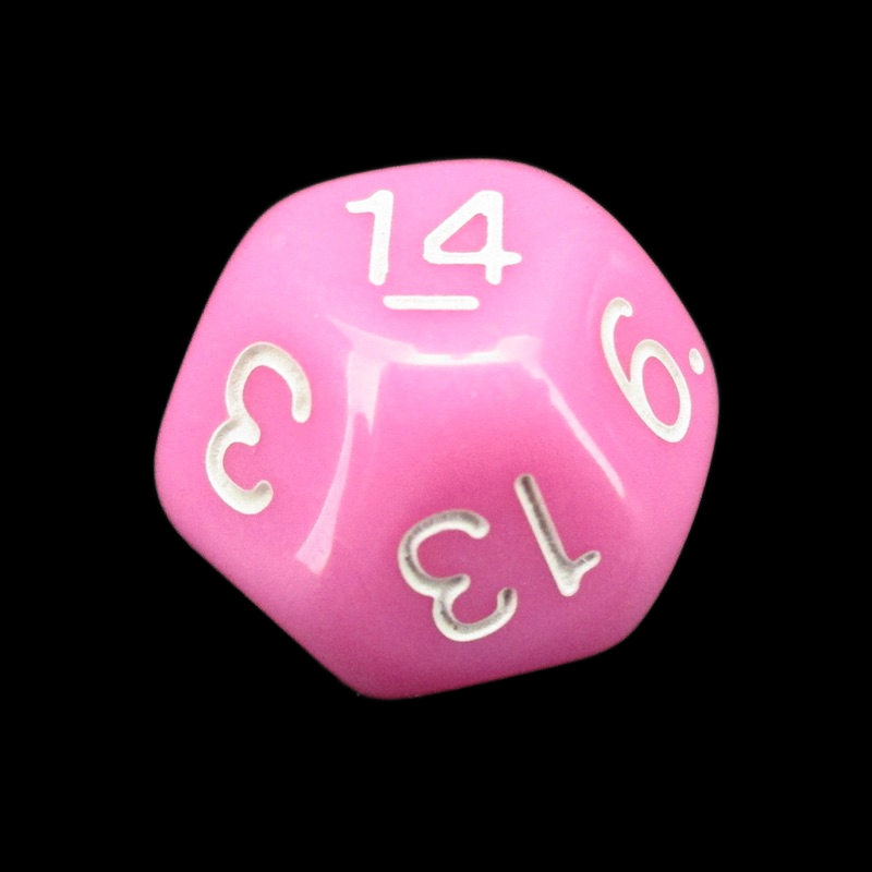 Impact Opaque Pink &amp; White D14 Dice