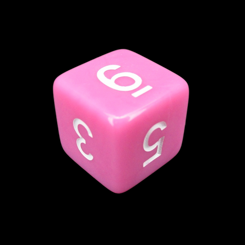 Impact Opaque Pink & White D6 Dice