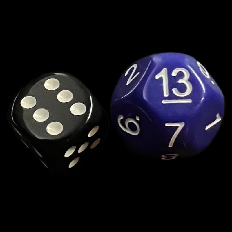 Impact Opaque Purple & White D13 Dice
