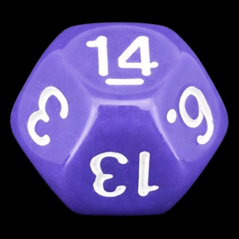 Impact Opaque Purple & White D14 Dice
