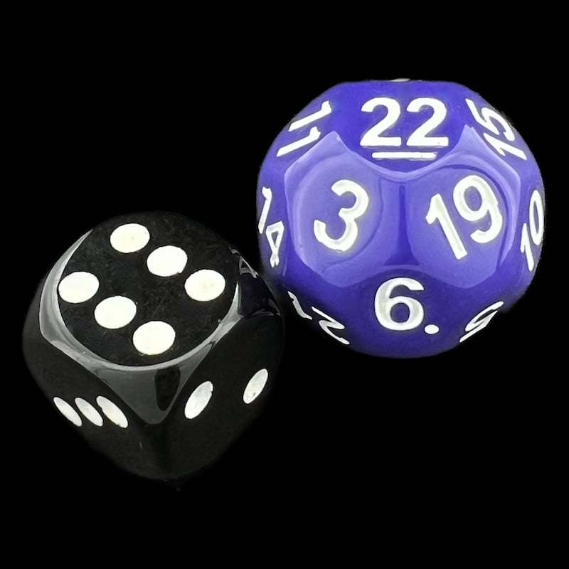 Impact Opaque Purple & White D22 Dice