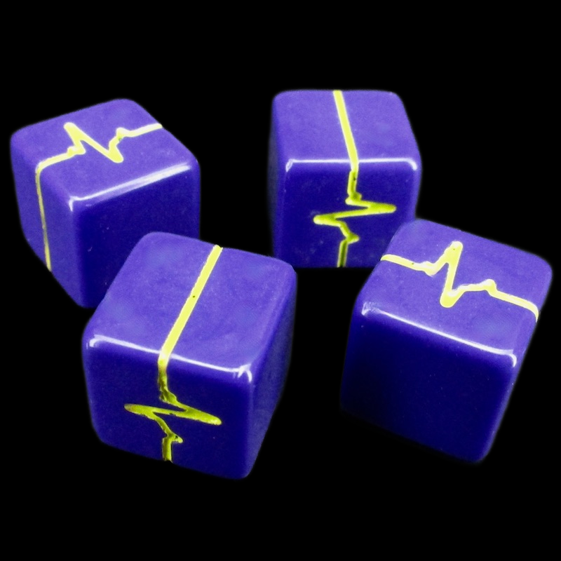 HALF PRICE CLEARANCE Impact Opaque Purple & Yellow Pulse - Fudge Fate 4 x D6 Dice Set - SECONDS