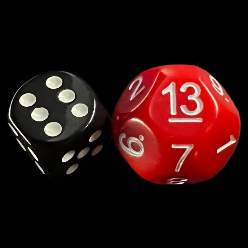 Impact Opaque Red & White D13 Dice