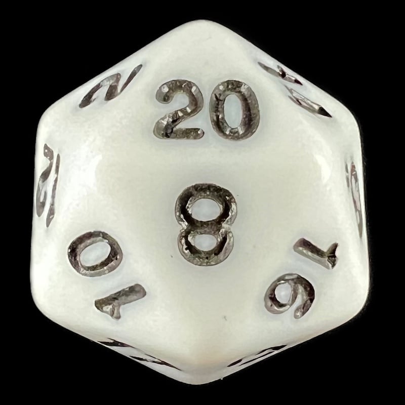 Impact Opaque White & Black D20 Dice - Discontinued