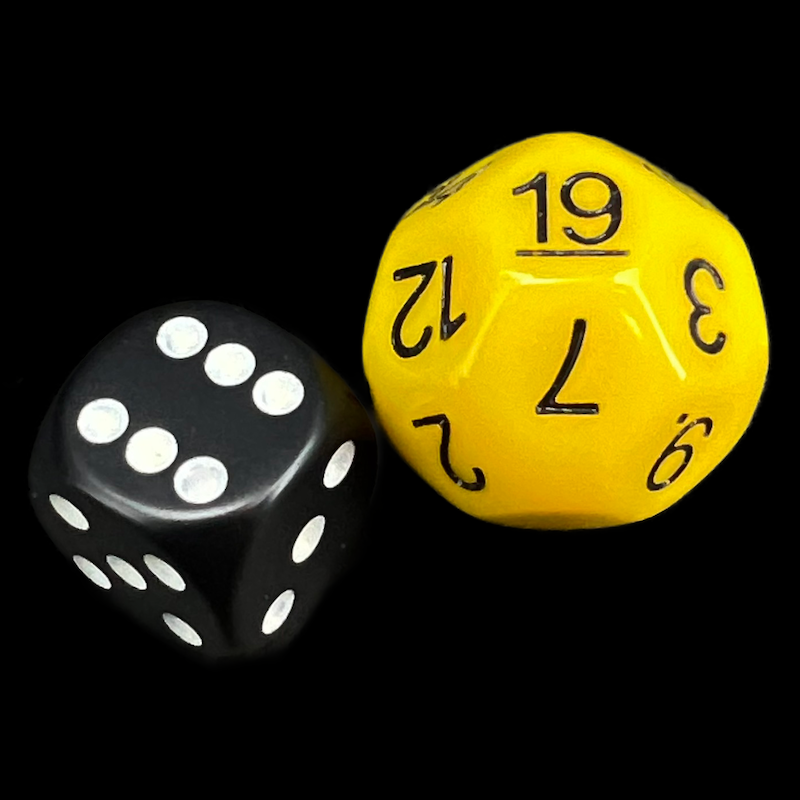 Impact Opaque Yellow & Black D19 Dice