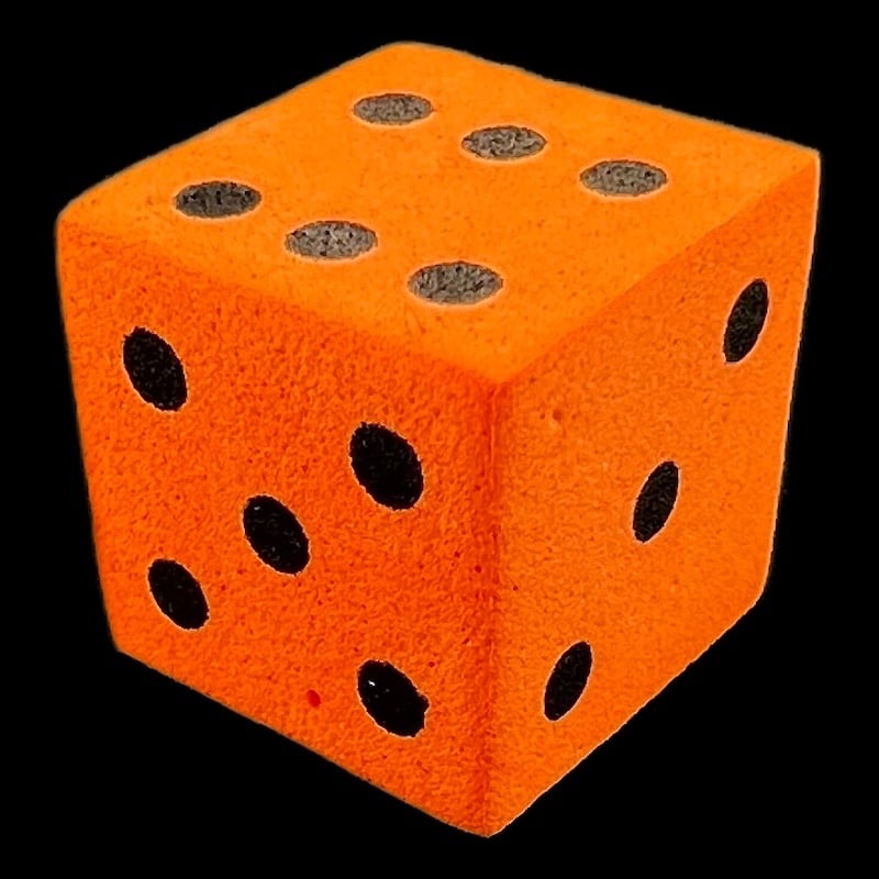 Koplow Foam Orange & Black 16mm D6 Spot Dice