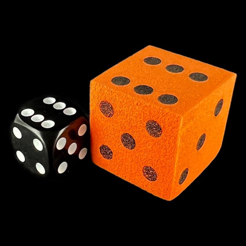 Koplow Foam Orange & Black JUMBO 25mm D6 Spot Dice