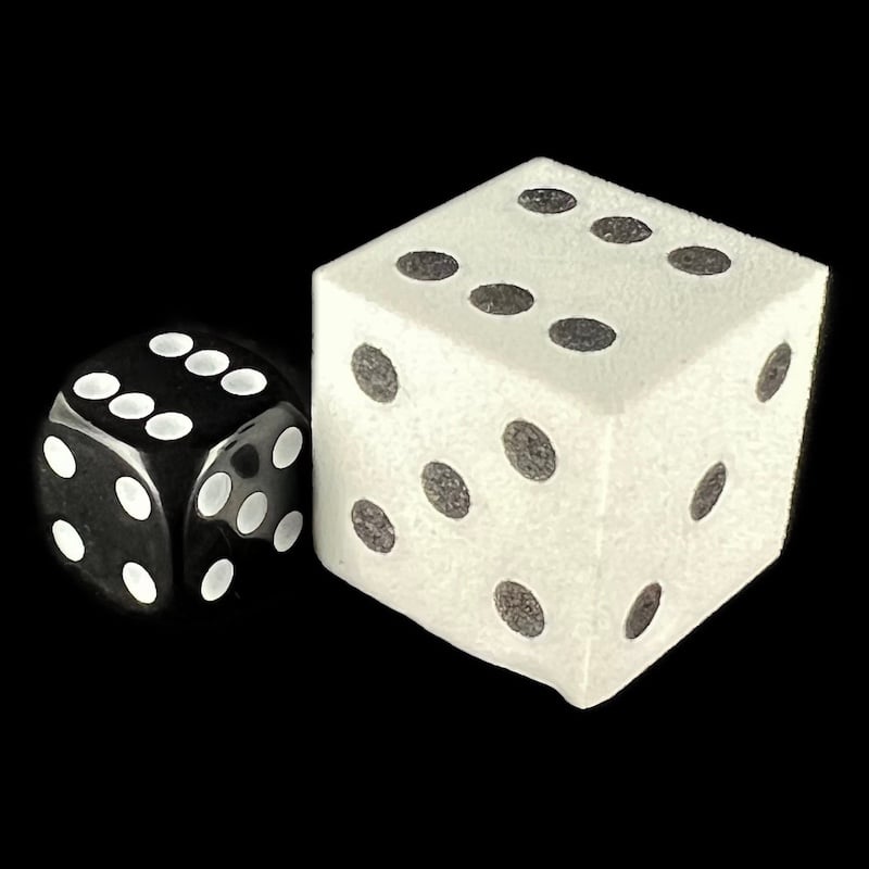 Koplow Foam White & Black JUMBO 25mm D6 Spot Dice