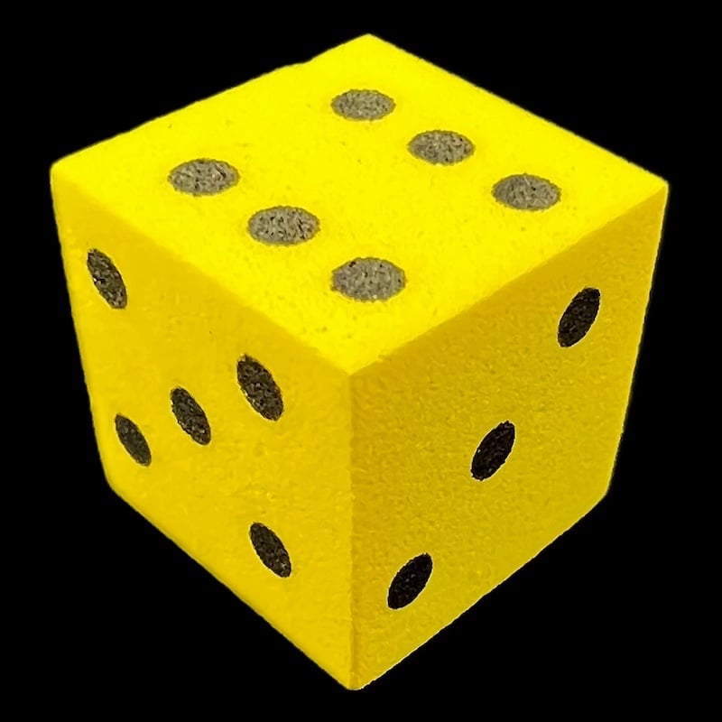 Koplow Foam Yellow & Black 16mm D6 Spot Dice