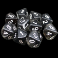 Koplow Glitter Black 10 x D10 Dice Set