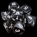 Koplow Glitter Black 7 Dice Polyset