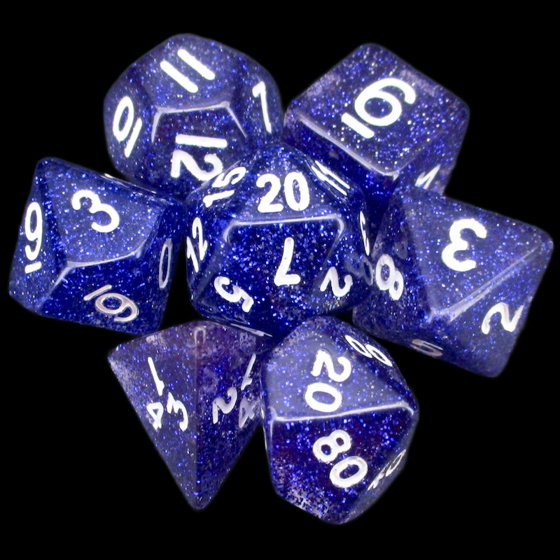 Koplow Glitter Blue 7 Dice Polyset