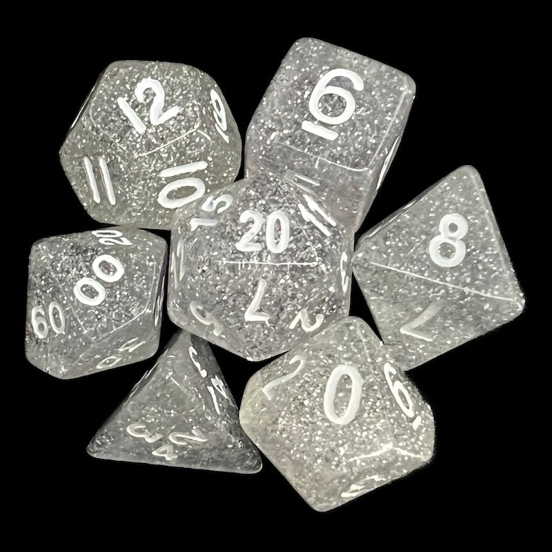 Koplow Glitter Clear 7 Dice Polyset
