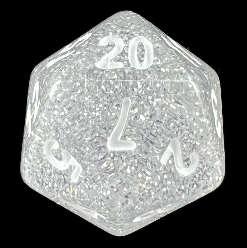 Koplow Glitter Clear D20 Dice