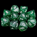 Koplow Glitter Green 10 x D10 Dice Set