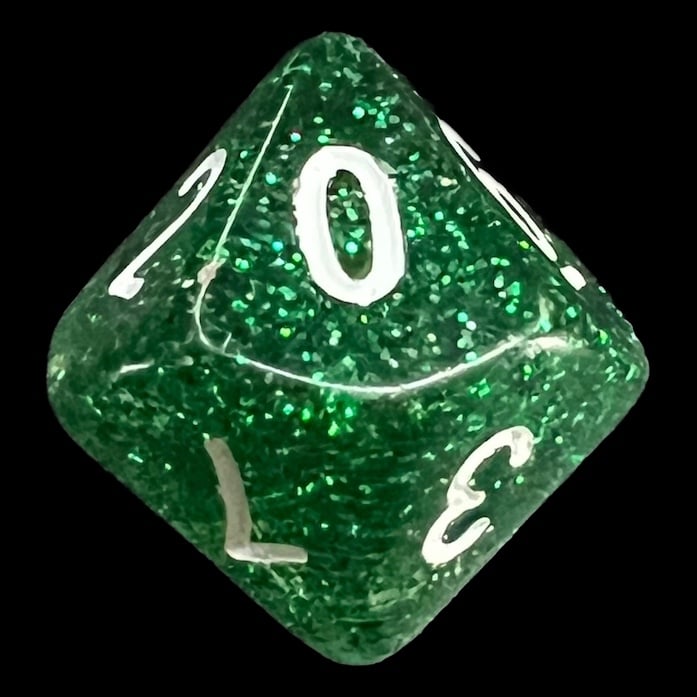 Koplow Glitter Green D10 Dice
