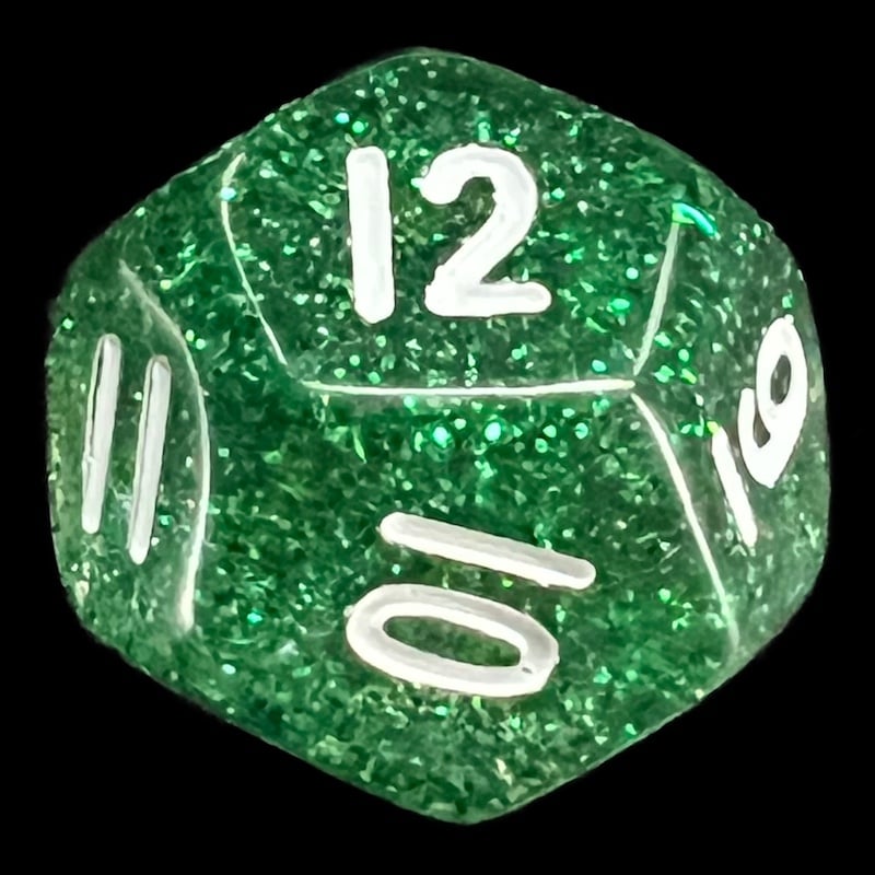 Koplow Glitter Green D12 Dice